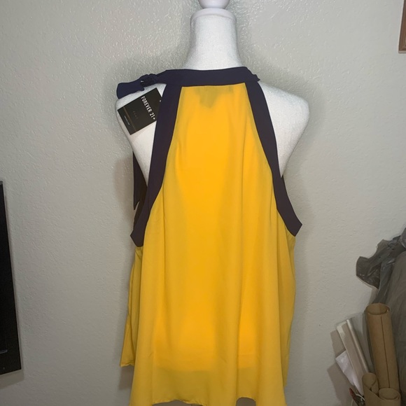 Plus size 2X side neck tie, muscle look; yellow and navy blue, Forever 21. NWT - Picture 3 of 8
